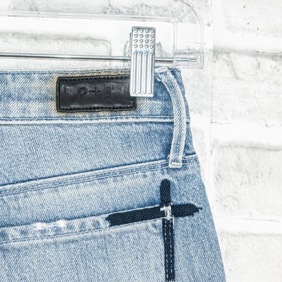 RtA Straight Leg Denim Jeans Distressed Ripped light wash Size 23 - Picture 10 of 10